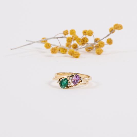 OH CLAIRE & OH LAURE. 14K - Amethyst - Smaragd - Diamant