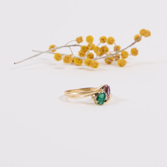 OH CLAIRE & OH LAURE. 14K - Amethyst - Smaragd - Diamant