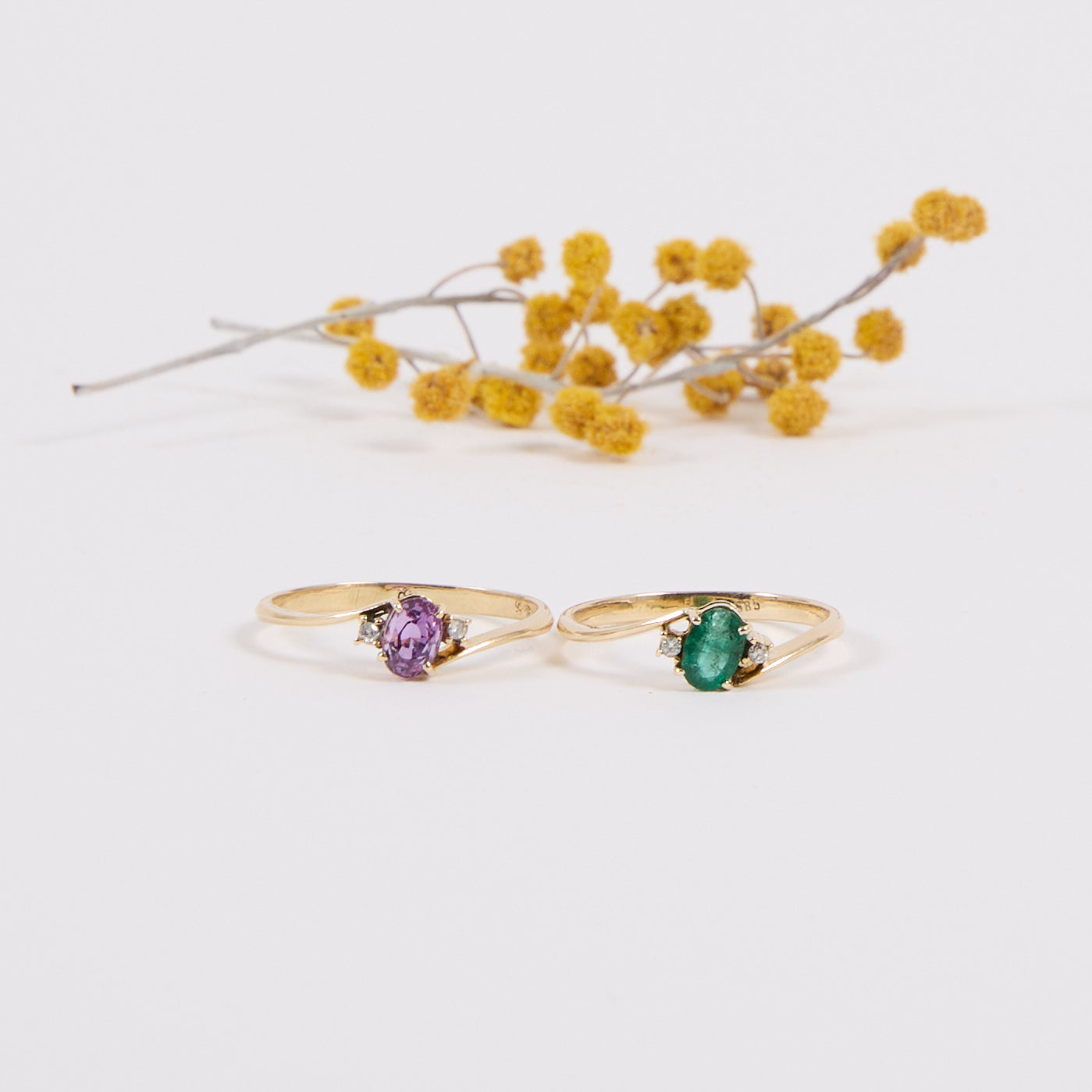 OH CLAIRE & OH LAURE. 14K - Amethyst - Smaragd - Diamant