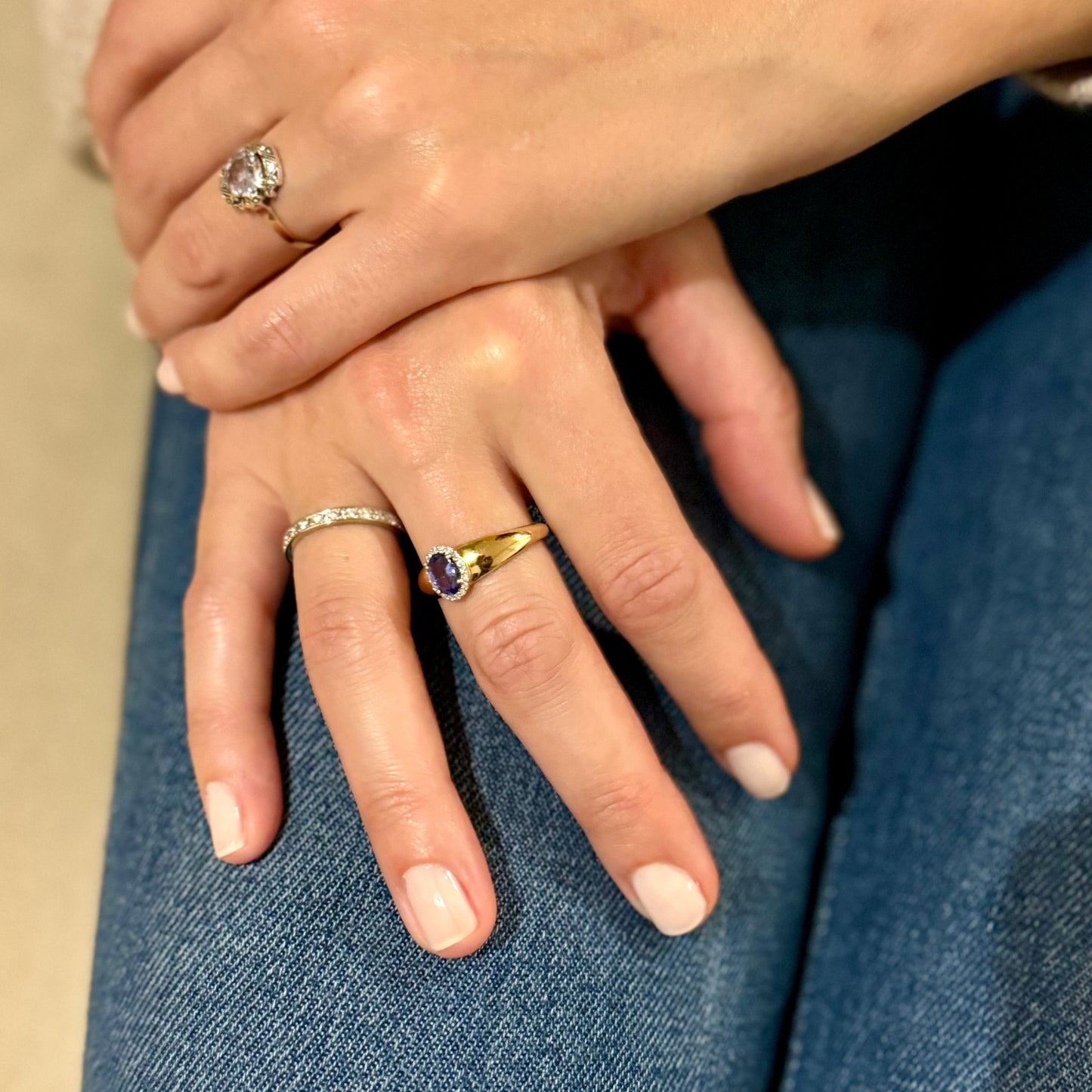 OH AMINA. 14K - Diamant - Tansanit
